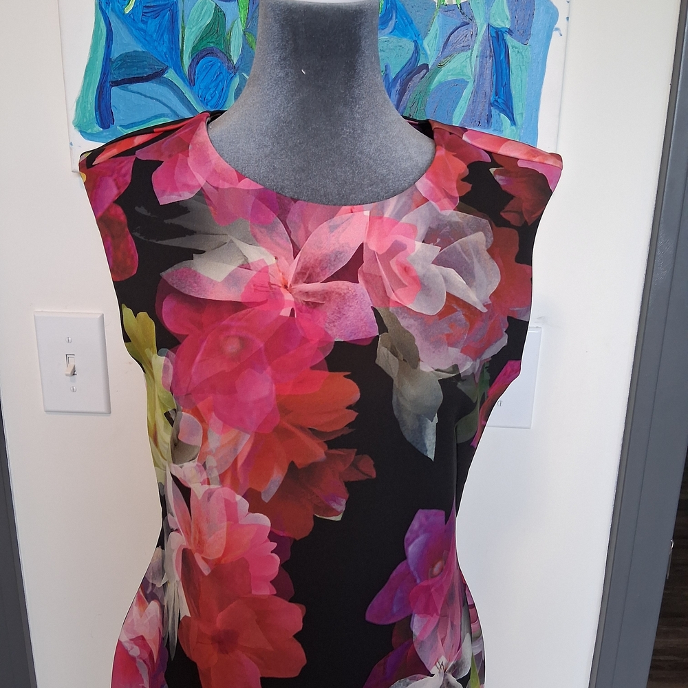 Worthington Floral Midi Dress - Pink and Black